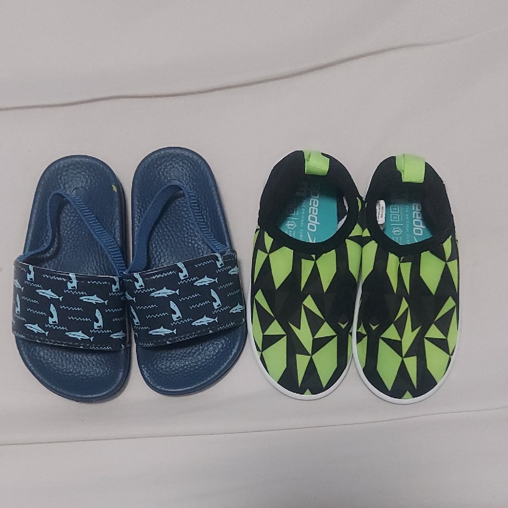 Kids Blue and Green Shoes Set